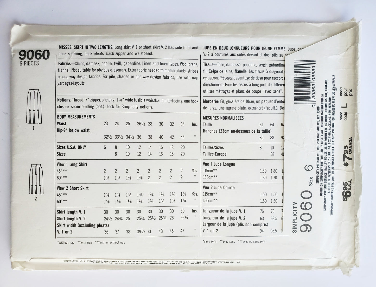 SIMPLICITY Sewing Pattern 9060, Skirt in Two Lengths, Fuss-Free Fit, Size 6