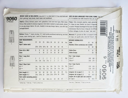 SIMPLICITY Sewing Pattern 9060, Skirt in Two Lengths, Fuss-Free Fit, Size 6