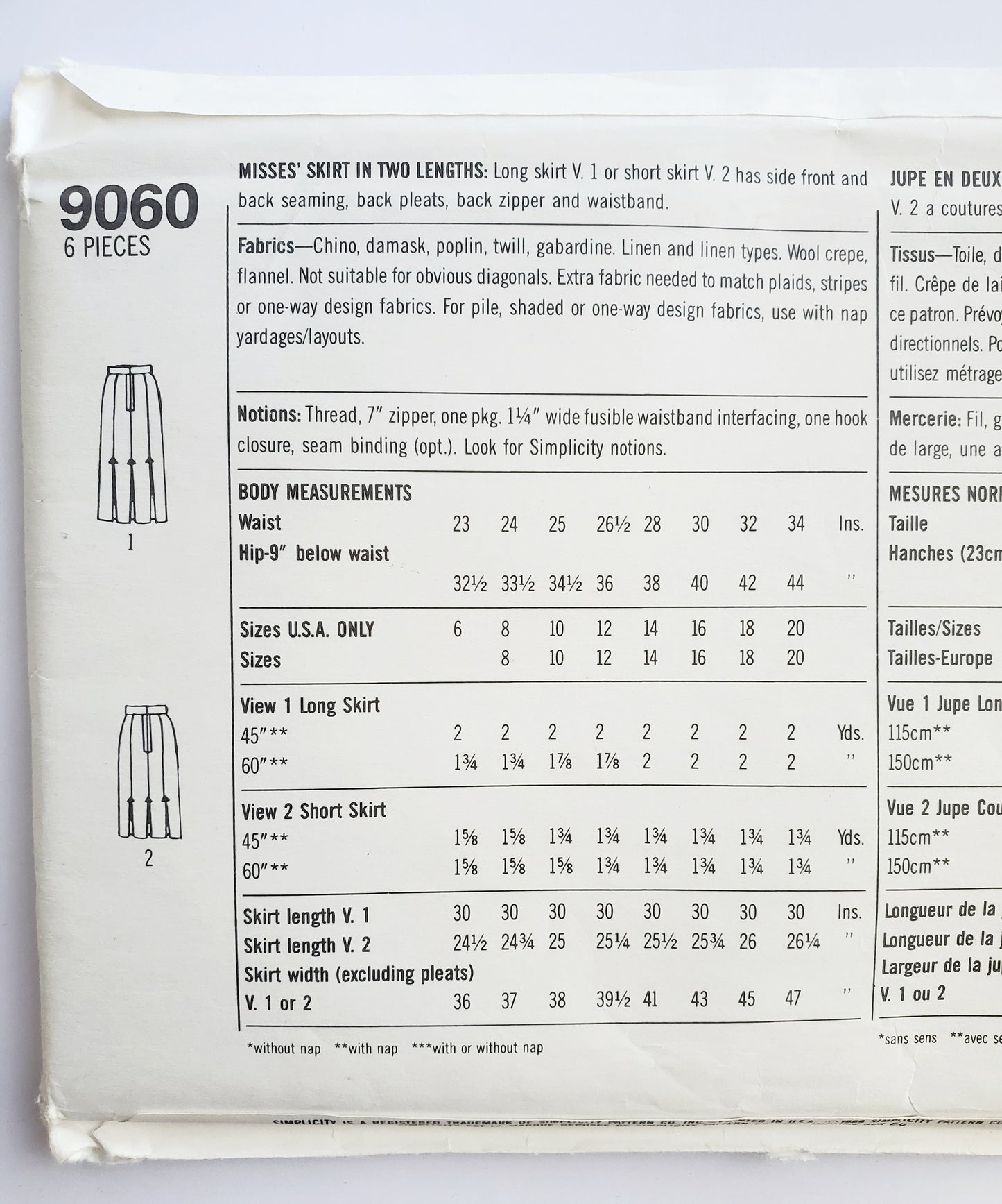 SIMPLICITY Sewing Pattern 9060, Skirt in Two Lengths, Fuss-Free Fit, Size 6