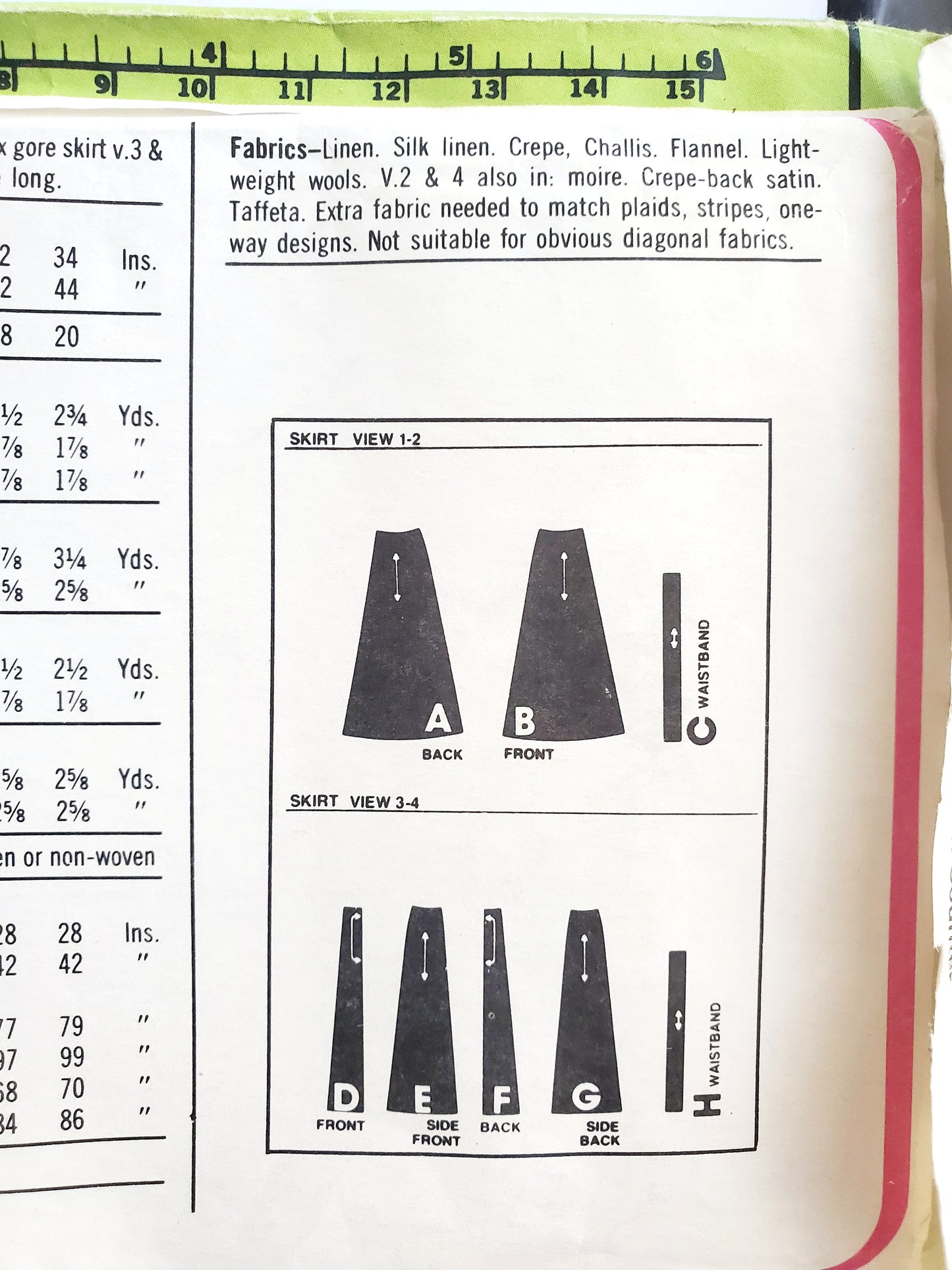 SIMPLICITY Sewing Pattern 9066, 70's, Skirts in Two Lengths, Four Gores, Size 10