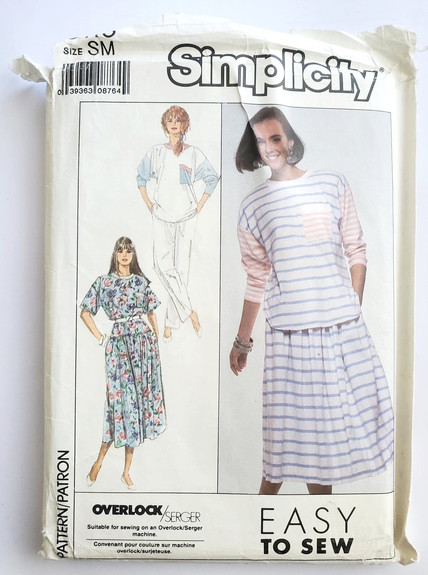 SIMPLICITY Sewing Pattern 9113, Tops, Skirts, Pants, Yoke, Contrast, Ribbed Knit Bands, Size 10-16