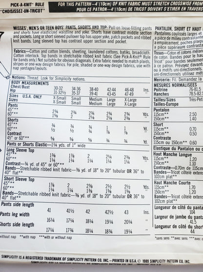 SIMPLICITY Sewing Pattern 9117, Surf Club, Adults Unisex, Teens Unisex, Pants, Shorts, Tops Size Medium