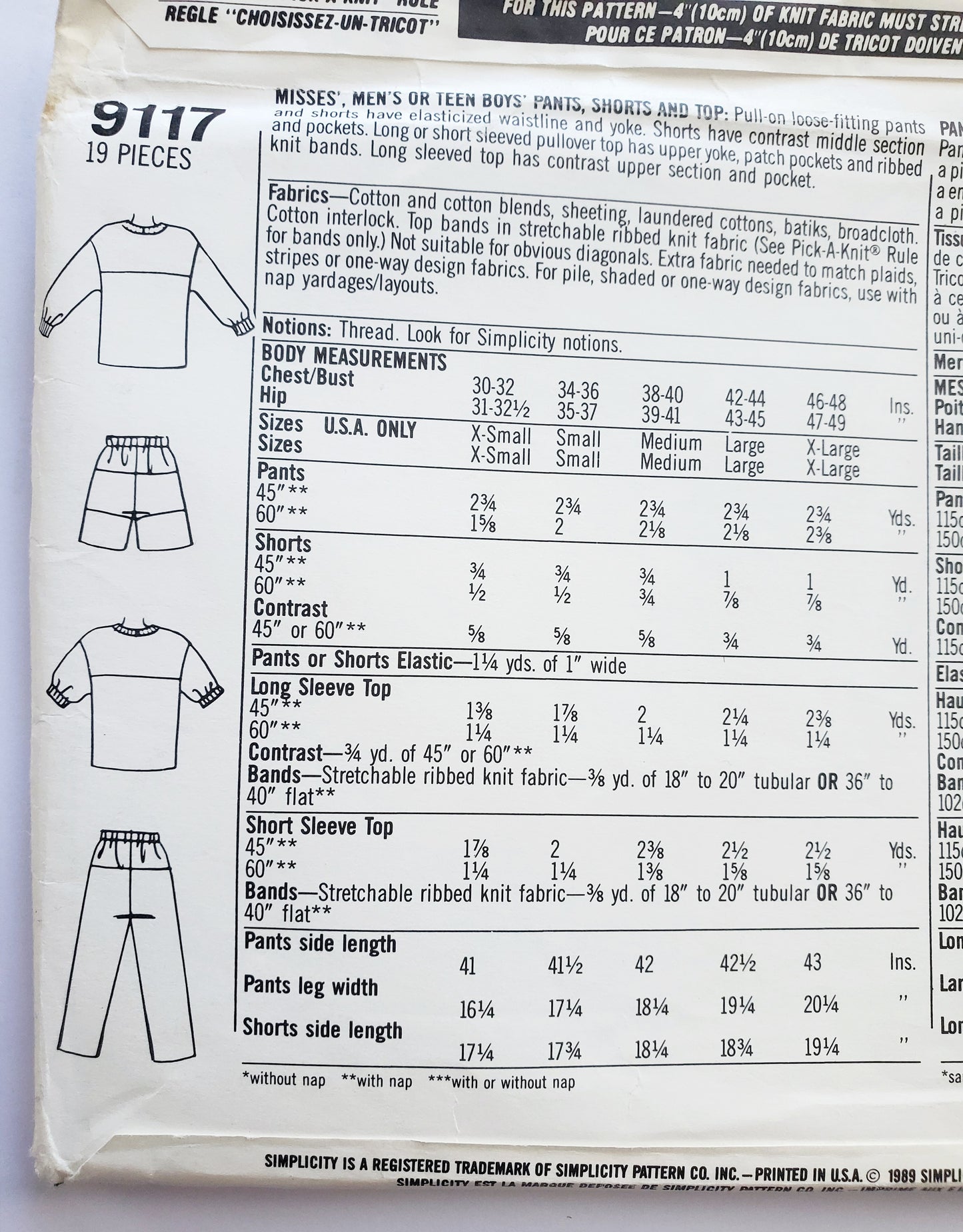 SIMPLICITY Sewing Pattern 9117, Surf Club, Adults Unisex, Teens Unisex, Pants, Shorts, Tops Size Medium