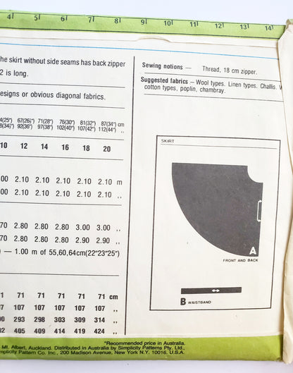 SIMPLICITY Sewing Pattern 9172, 80's, Jiffy, Jiffy Skirt, Flared, Maxi Skirt, Size 16