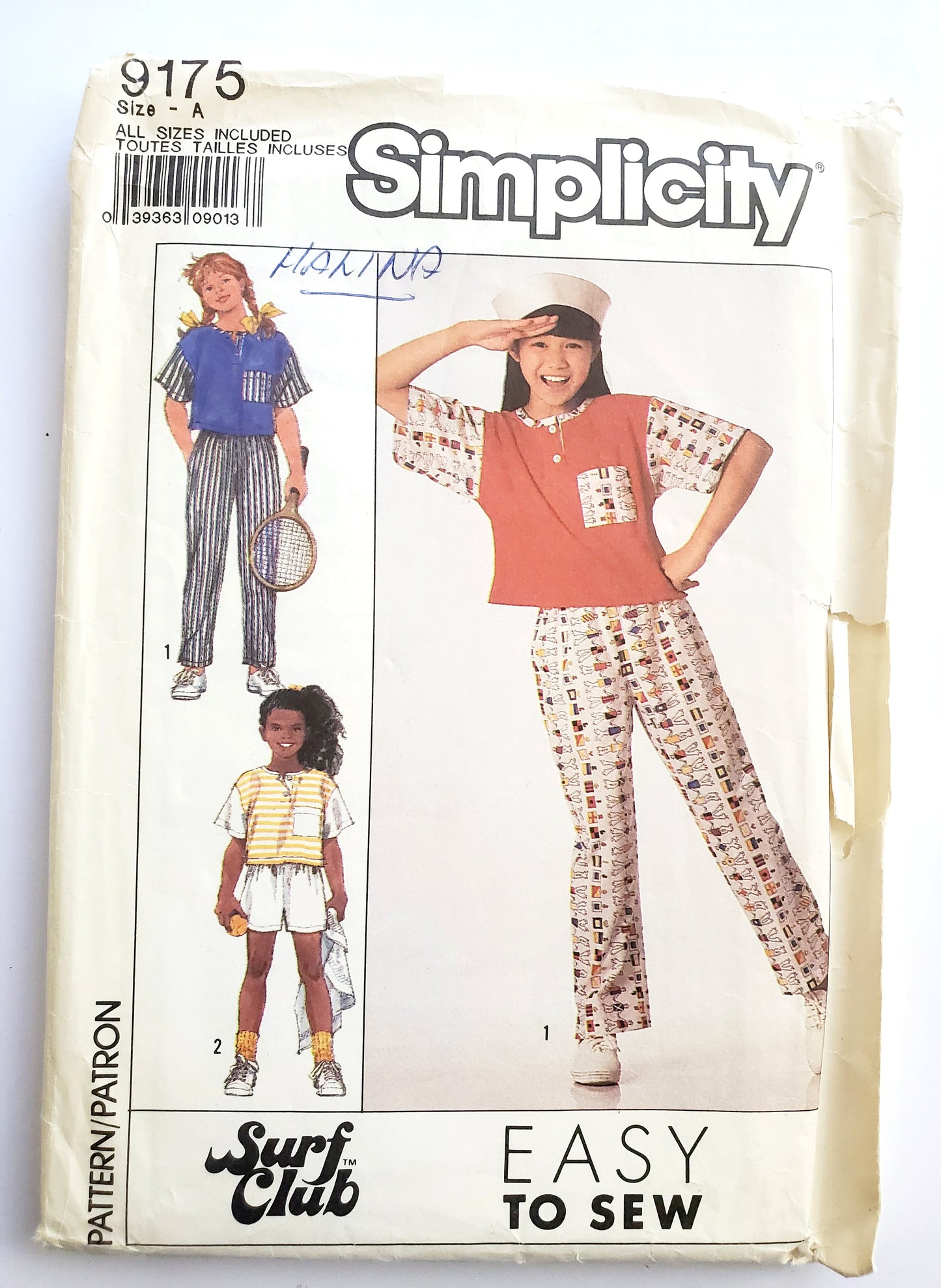 SIMPLICITY Sewing Pattern 9175, Surf Club, Pants, Shorts, Top, Kids, Size 7-14