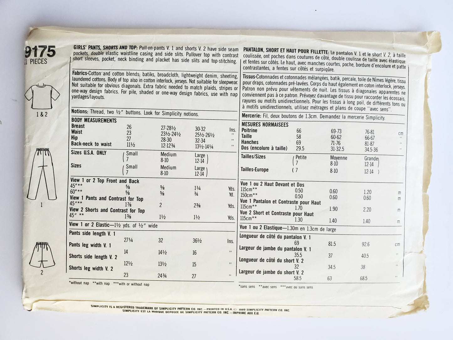 SIMPLICITY Sewing Pattern 9175, Surf Club, Pants, Shorts, Top, Kids, Size 7-14