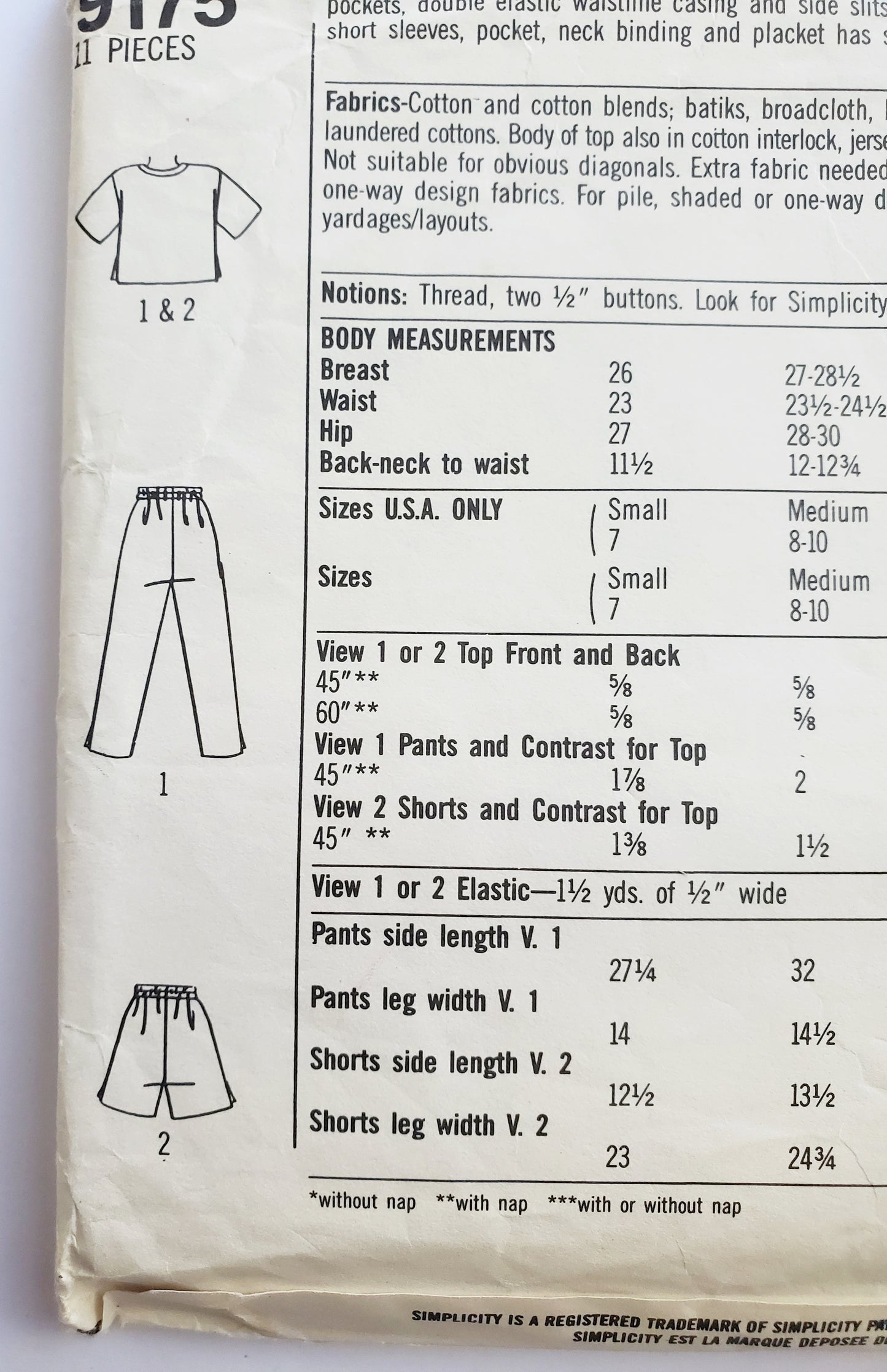SIMPLICITY Sewing Pattern 9175, Surf Club, Pants, Shorts, Top, Kids, Size 7-14