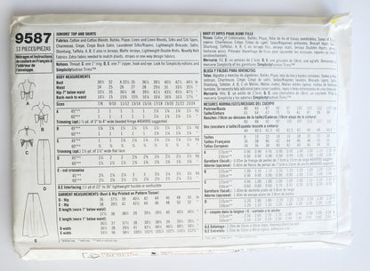 SIMPLICITY Sewing Pattern 9587, Top, Skirt, Prom Outfit, Junior, Teen, Girls, Size 7/8 - 15/16