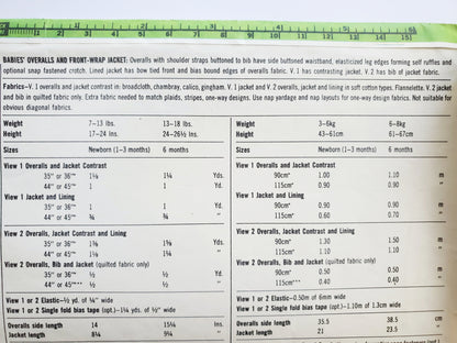 SIMPLICITY Sewing Pattern 9647, Infant, Baby, Overalls, Front-Wrap Jacket, Size 6 Months