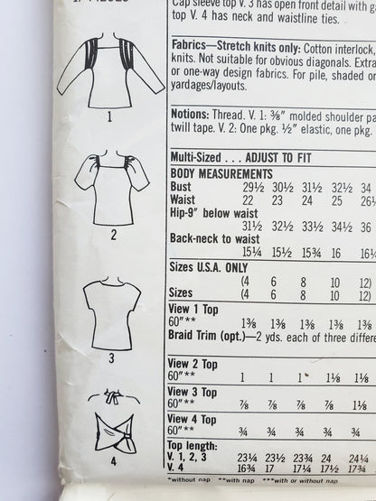 SIMPLICITY Sewing Pattern 9671, Top, Dolman Sleeves, Square Neckline, Cap Sleeves, Elasticized Shoulders, Waistline Ties, Size 14-22