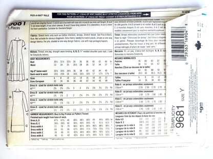 SIMPLICITY Sewing Pattern 9681, 2 Hour Dress, Knit Dresses, Tie Front, Side Slit,  Size 18-22