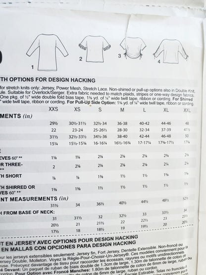 SIMPLICITY Sewing Pattern S8930, Pattern Hacking, Knit Top, Customize, Size XXS-XXL