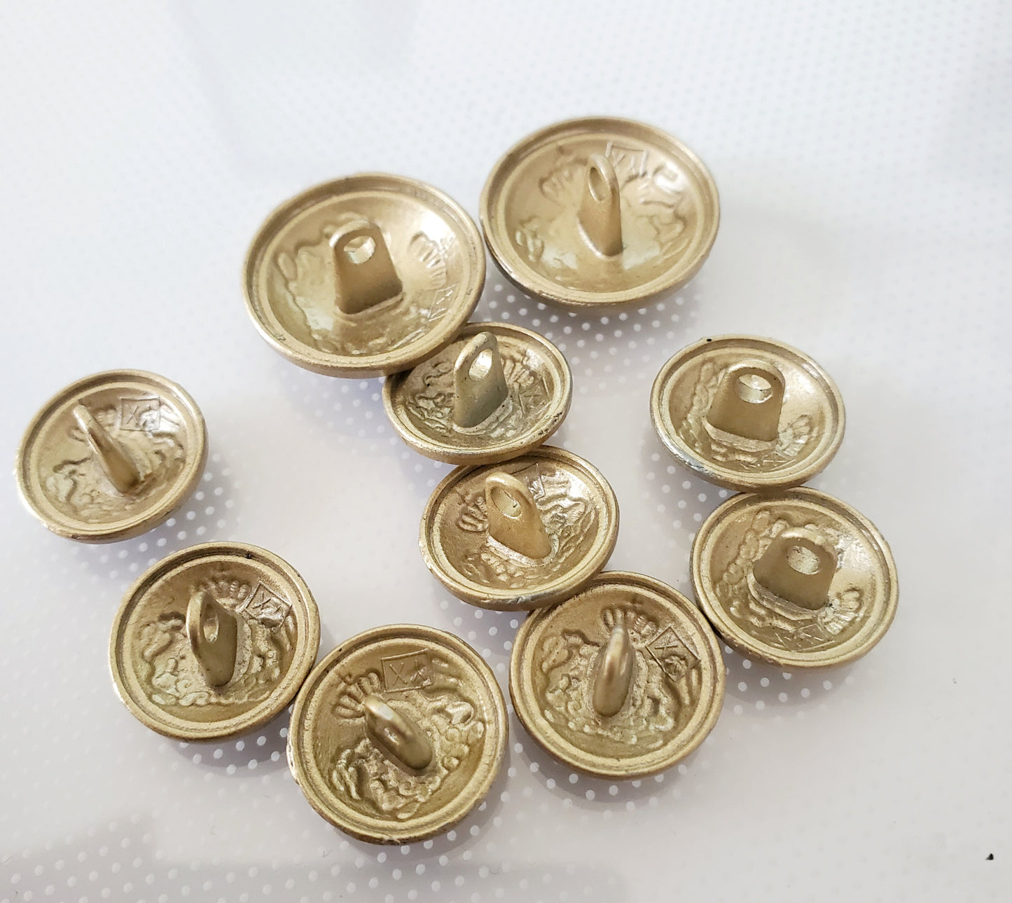 Shank Sewing Buttons, Emblem, Gold, Black, Round, Size 1.5cm, 2cm, Plastic, QTY 10