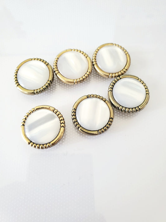 Button Covers, Gold Colour, Round, Size 2.5cm, 1.5cm (this is the size of the button to cover), Metal QTY 6