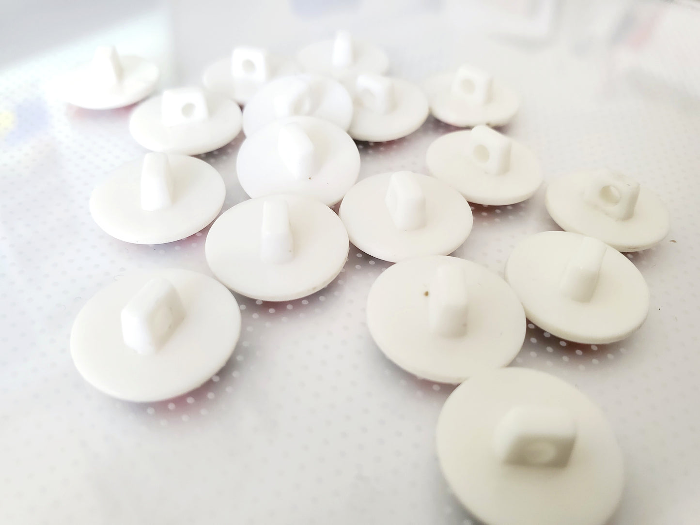 Shank Buttons, Floral, Round, Orange, Purple, Green, Size 1.5cm, 15mm, Plastic, QTY 17