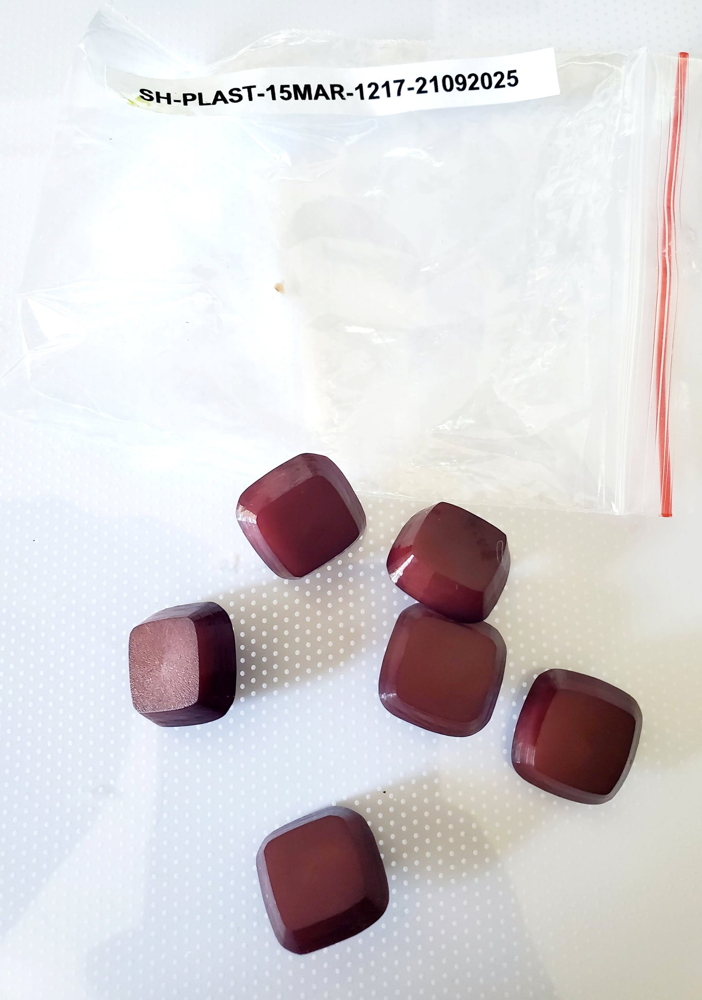 Plum Colour 3D Square Shaped Shank Buttons, Size 1.5cm Size 15mm QTY 6