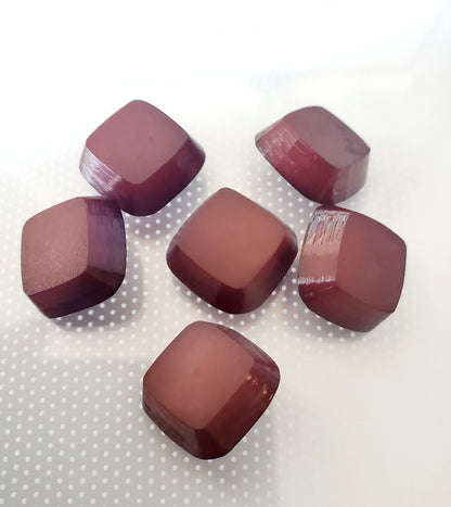Plum Colour 3D Square Shaped Shank Buttons, Size 1.5cm Size 15mm QTY 6