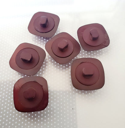 Plum Colour 3D Square Shaped Shank Buttons, Size 1.5cm Size 15mm QTY 6