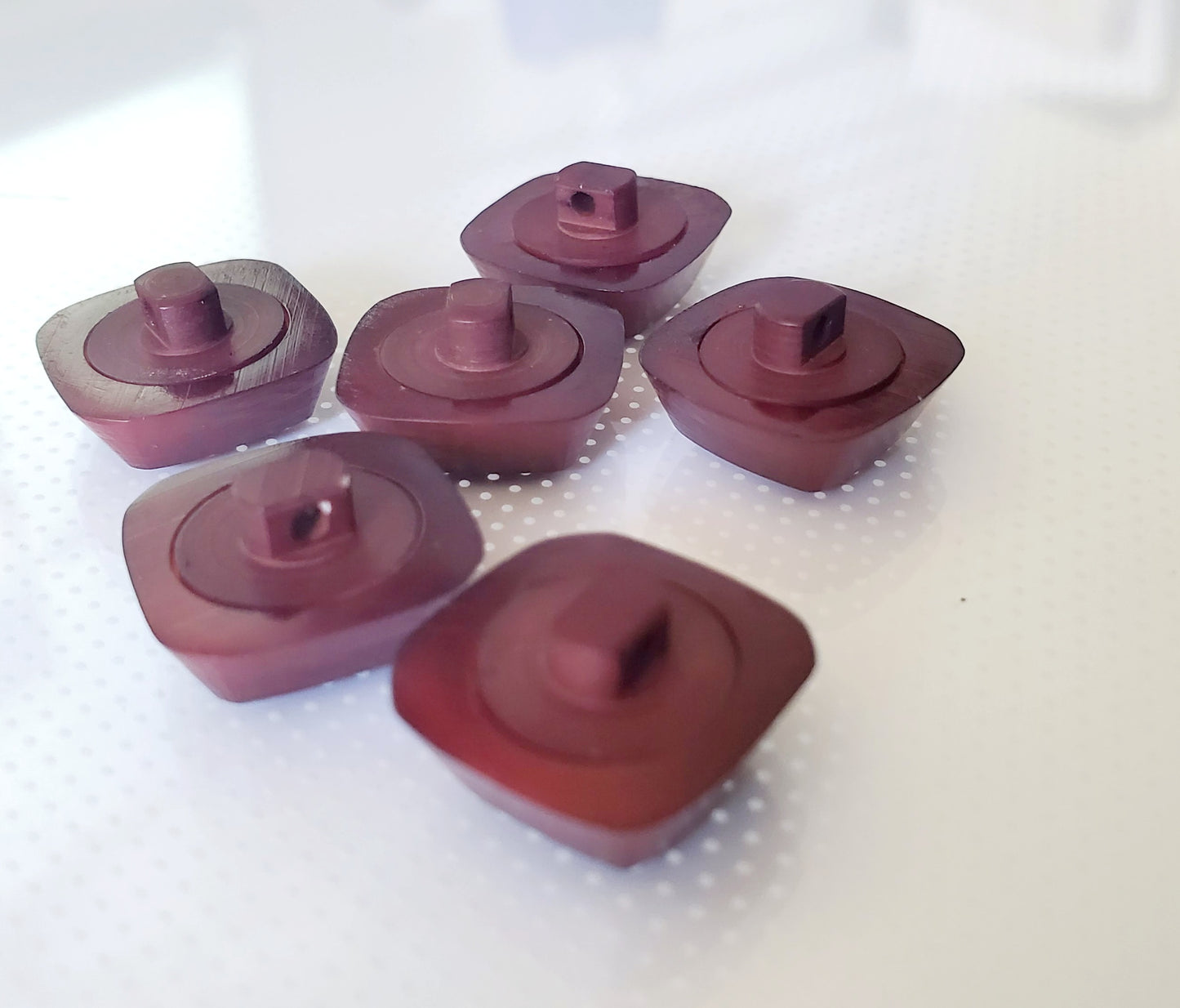 Plum Colour 3D Square Shaped Shank Buttons, Size 1.5cm Size 15mm QTY 6