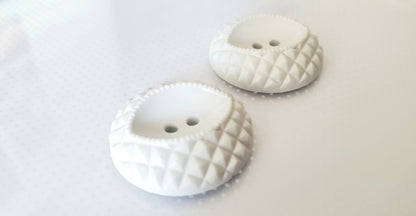 White Round 2-Holed Buttons, Size 24mm, 2.4cm, Plastic, QTY 2