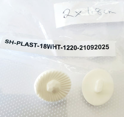 Shank Buttons, White, Oval, Size 1.8cm, 18mm, Vintage Plastic, QTY 2