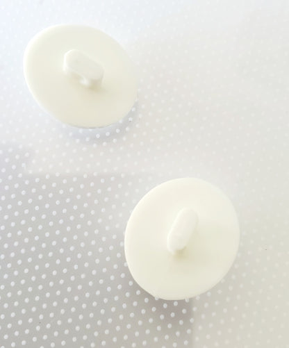 Shank Buttons, White, Oval, Size 1.8cm, 18mm, Vintage Plastic, QTY 2