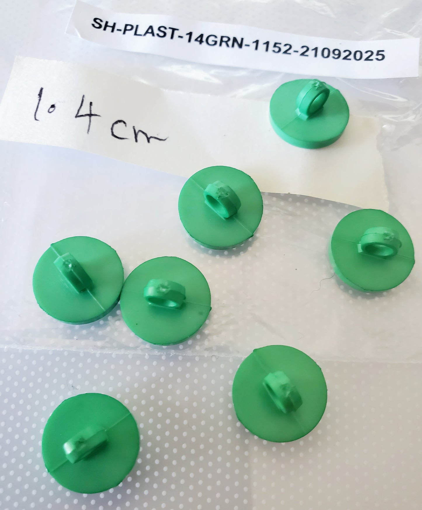 Vintage Green Texturized Shank Buttons with White Trim, Round, Plastic Size 14mm 1.4cm QTY 7