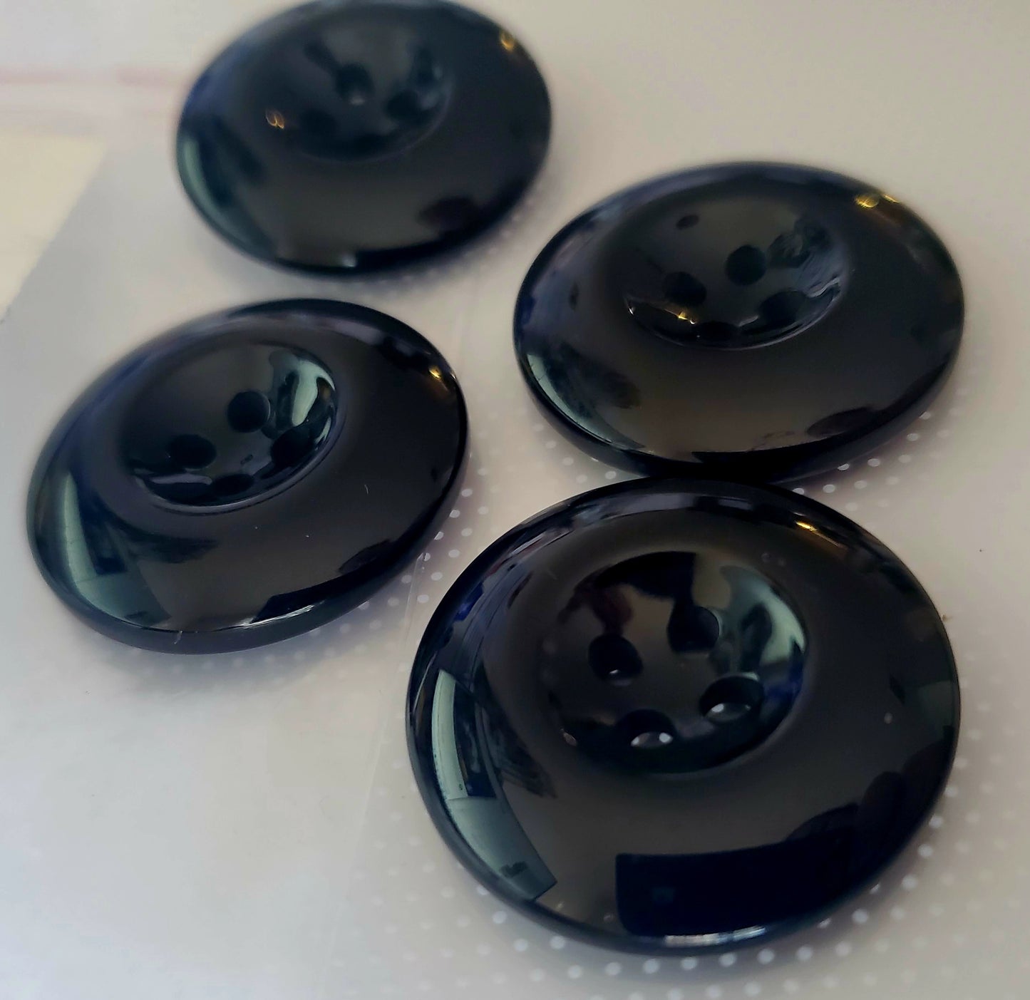 Large Black Raised Round 4-Holed Buttons, Size 27mm, 2.7cm, Plastic QTY 4