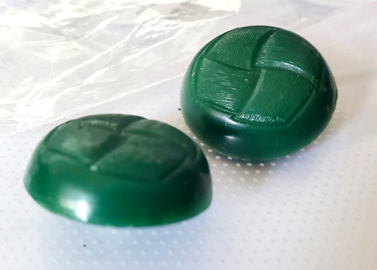 Vintage Domed Green Shank Buttons, Round, Size 23mm, 2.3cm, Plastic QTY 2