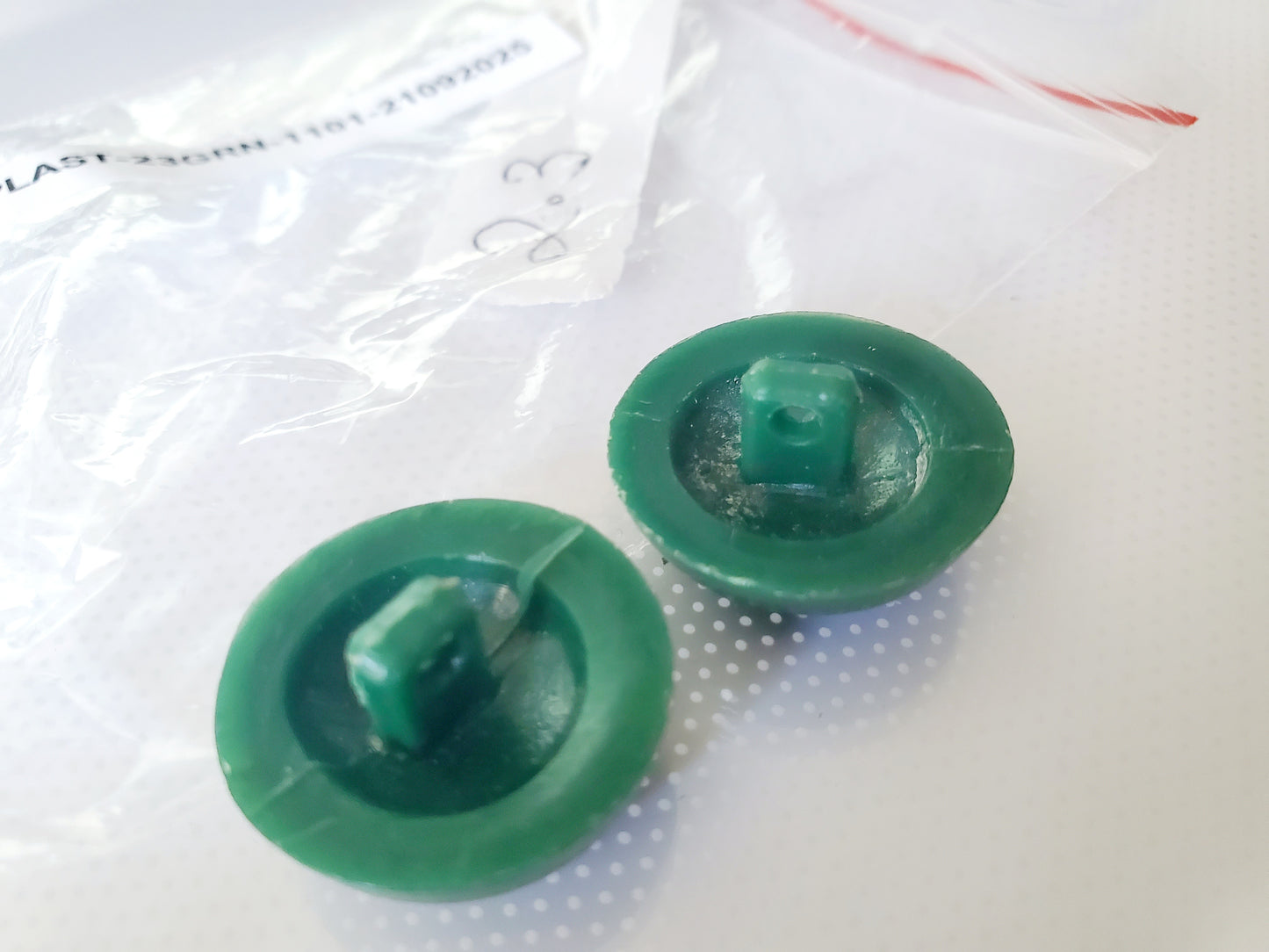 Vintage Domed Green Shank Buttons, Round, Size 23mm, 2.3cm, Plastic QTY 2