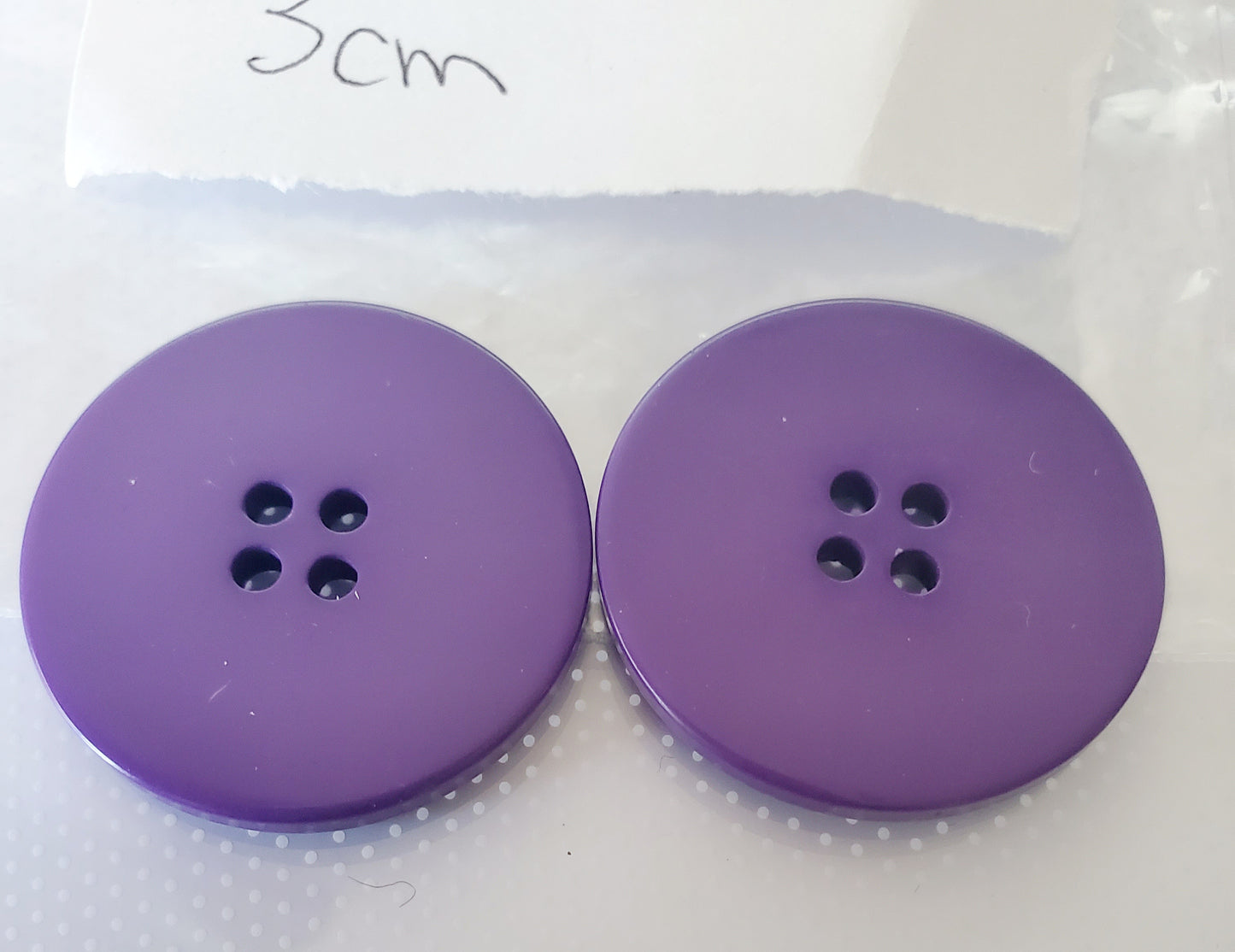 Large 'Piping Hot' Purple 4-Holed Buttons, Round, Size 30mm 3.0cm, Plastic QTY 2