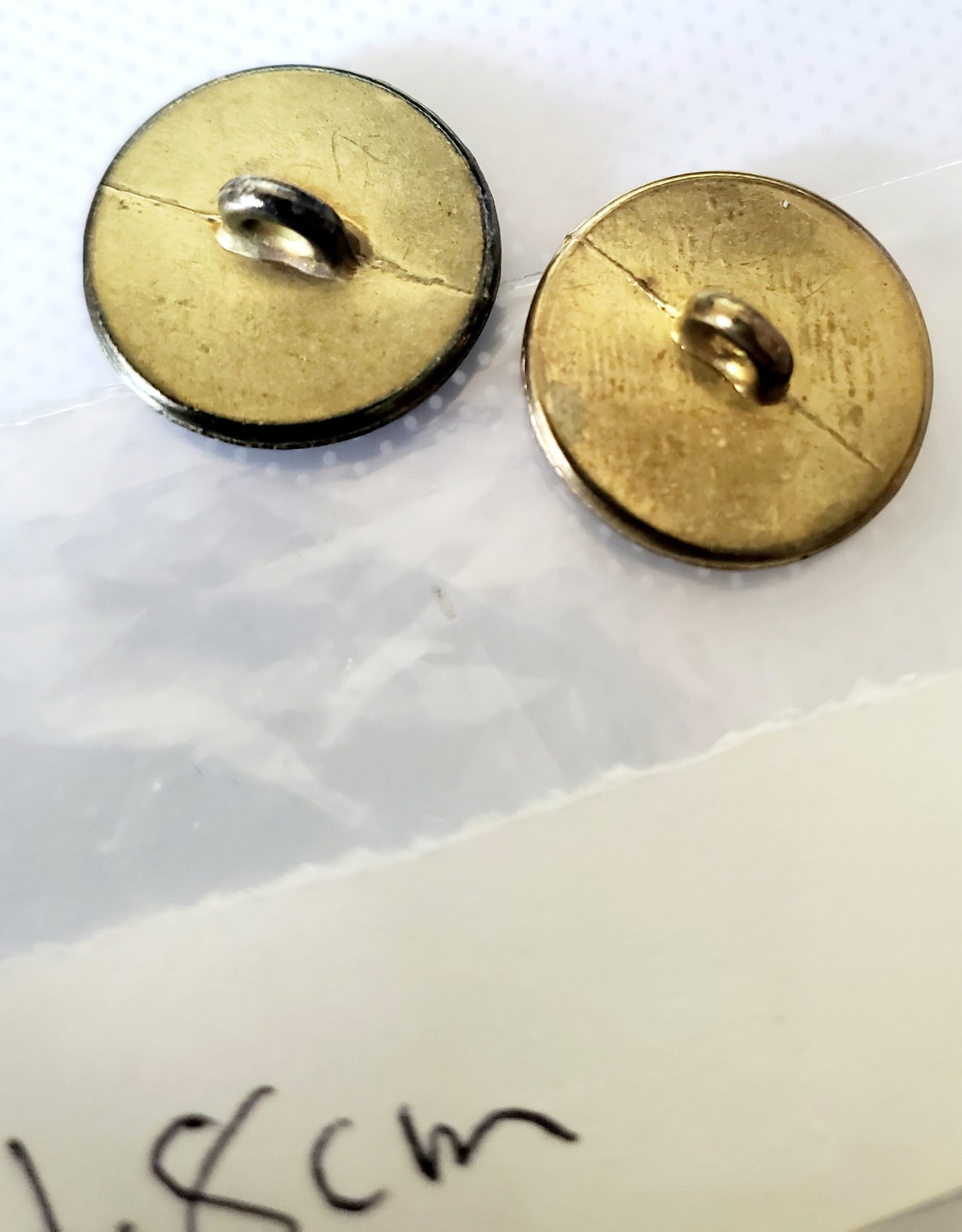 Golden Coloured Dragons Under a Glass Cover on a Black Background, Metal Shank Buttons, Round, Size 18mm 1.8cm QTY 2