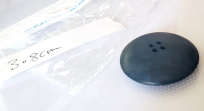 One Large Vintage 4-Holed Button, Round, Size 34mm 3.4cm, Greens and Blacks QTY 1