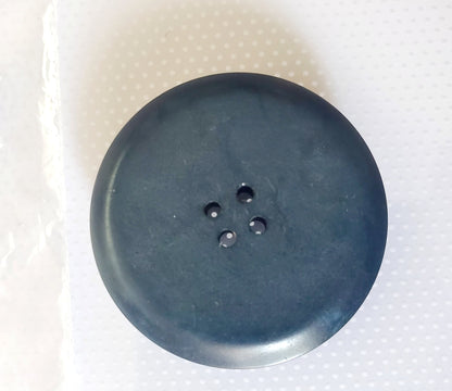 One Large Vintage 4-Holed Button, Round, Size 34mm 3.4cm, Greens and Blacks QTY 1