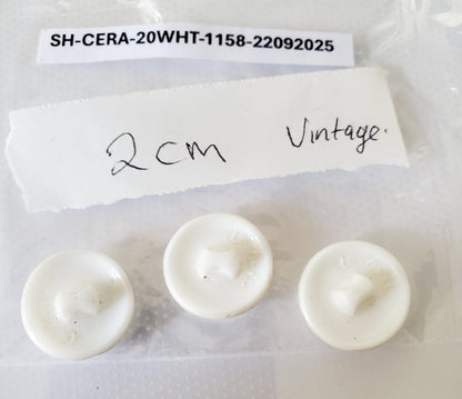 White Iridescent Sheen Shank Buttons, Round with Raised Lilly Fower, Size 20mm 2cm QTY 3