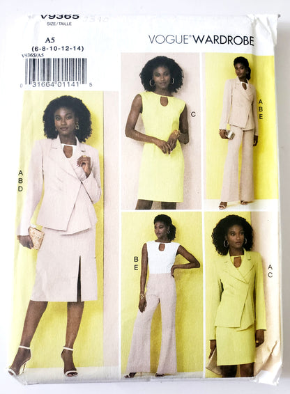 VOGUE Sewing Pattern V9365, Vogue Wardrobe, Jacket, Top, Dress, Skirt, Pants, Size 6-14