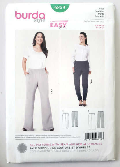 BURDA STYLE, Sewing Pattern 6859, Pants, Straight Legged Pants, Flared Pants, Size 18-34