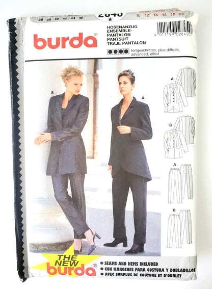 BURDA, Sewing Pattern 2845, Pants, Jackets, Jacket with Uneven Hem, Size 10-20
