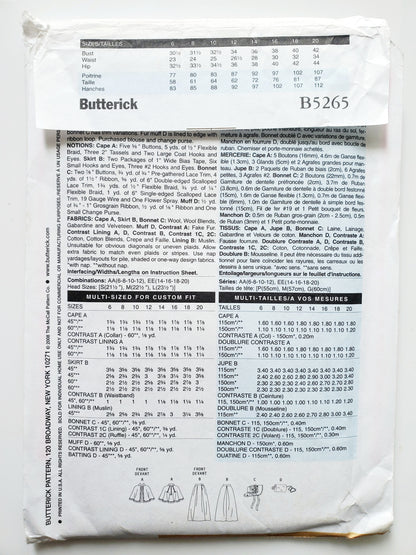 BUTTERICK Sewing Pattern B5265, Dress, Costume, Making History, Historical Clothing, Size 14-20