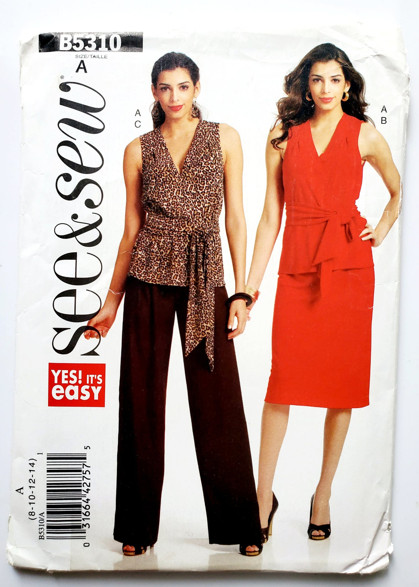 BUTTERICK Sewing Pattern B5310, Top, Skirt, Pants, Sash, Size 8-14