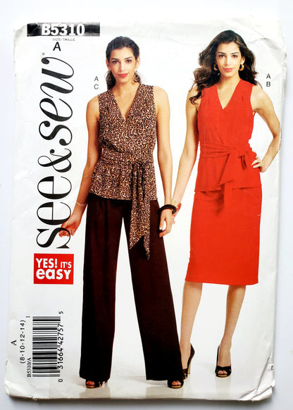 BUTTERICK Sewing Pattern B5310, Top, Skirt, Pants, Sash, Size 8-14