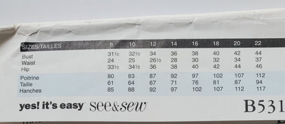 BUTTERICK Sewing Pattern B5310, Top, Skirt, Pants, Sash, Size 8-14