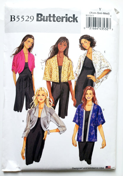 BUTTERICK Sewing Pattern B5529, Jackets, Bolero, Loose Fitting Jackets, Size 4-14