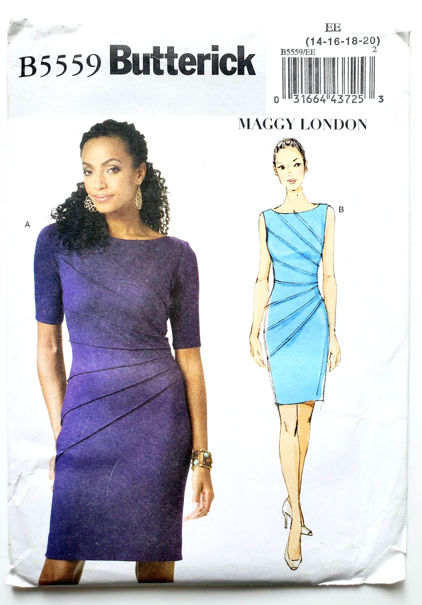 BUTTERICK Sewing Pattern B5559, Dress with Outside Stitched Tucks, Size 14-20