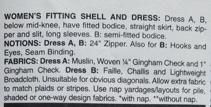 BUTTERICK Sewing Pattern B5628, Dress, Skirt, Fitting Shell, Size 22