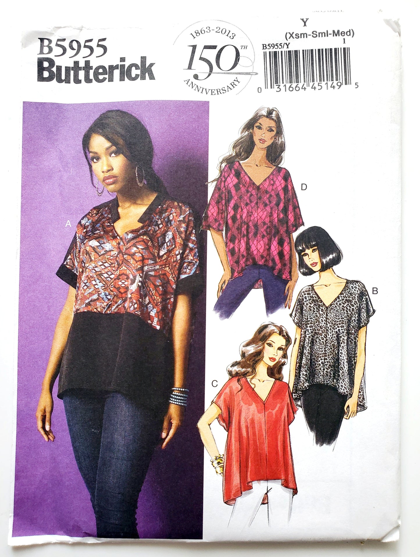 BUTTERICK Sewing Pattern B5955, Top, Loose Fitting Top, Back Yoke, Size 4-14