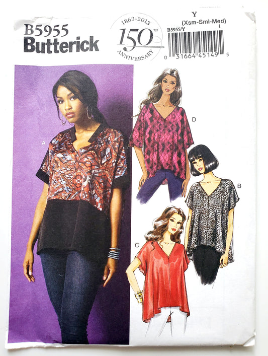 BUTTERICK Sewing Pattern B5955, Top, Loose Fitting Top, Back Yoke, Size 4-14