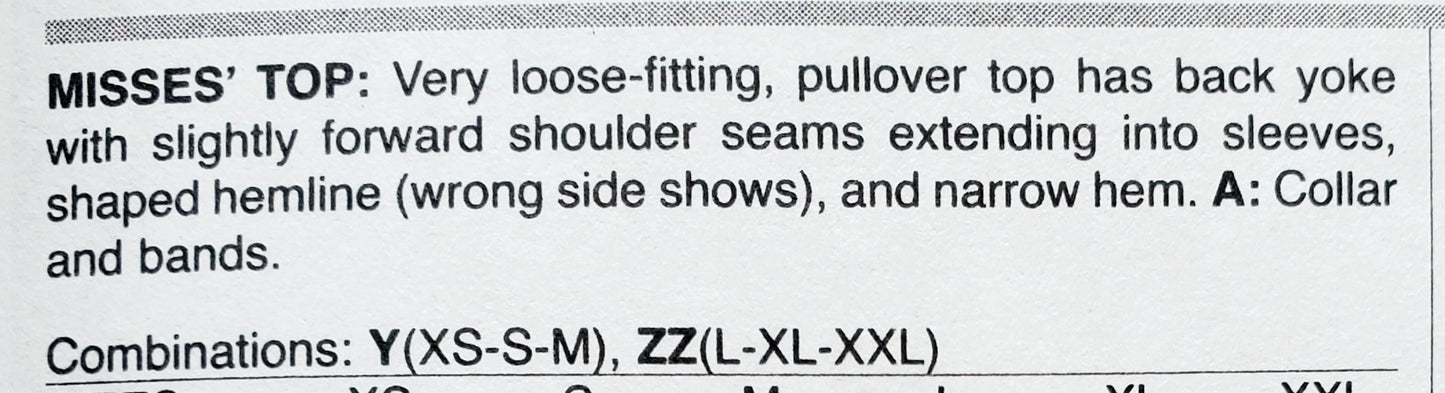 BUTTERICK Sewing Pattern B5955, Top, Loose Fitting Top, Back Yoke, Size 4-14