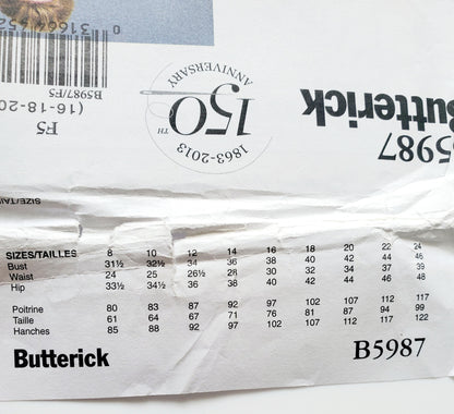 BUTTERICK Sewing Pattern B5987, Dress, Evening Dress, Bridesmaid Dress, Size 16-24