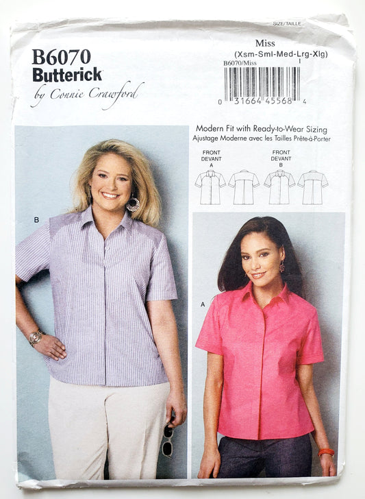 BUTTERICK Sewing Pattern B6070, Shirt, Losse-Fitting Shirt, Sleeves with Tuck, Size 3-16